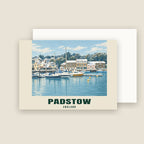 Padstow Harbour winter Christmas card with its envelope