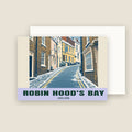 Robin Hood's Bay winter Christmas card with its envelope