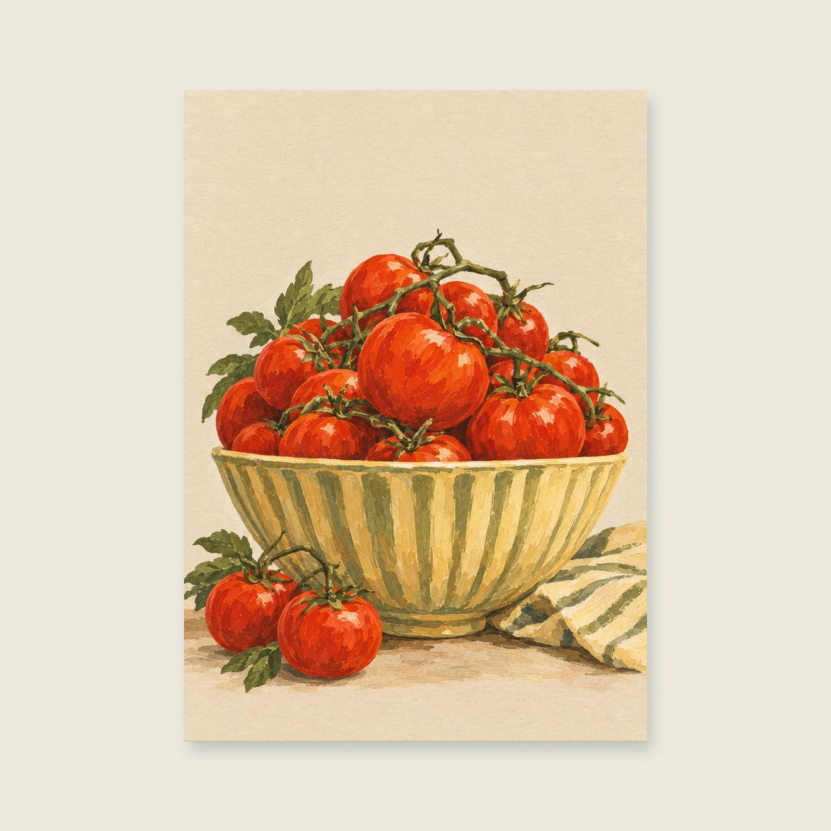 Tomatoes in the Sun — Painterly gouache kitchen art print