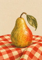 Pear on a Checked Cloth — artwork detail