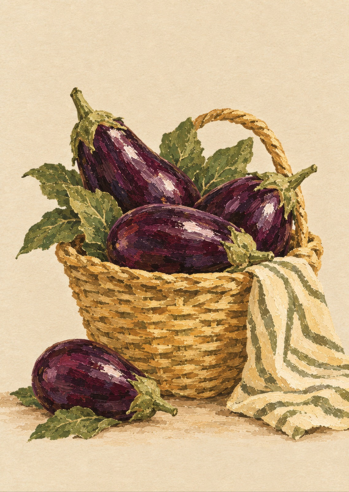 A Basket of Aubergines — artwork detail