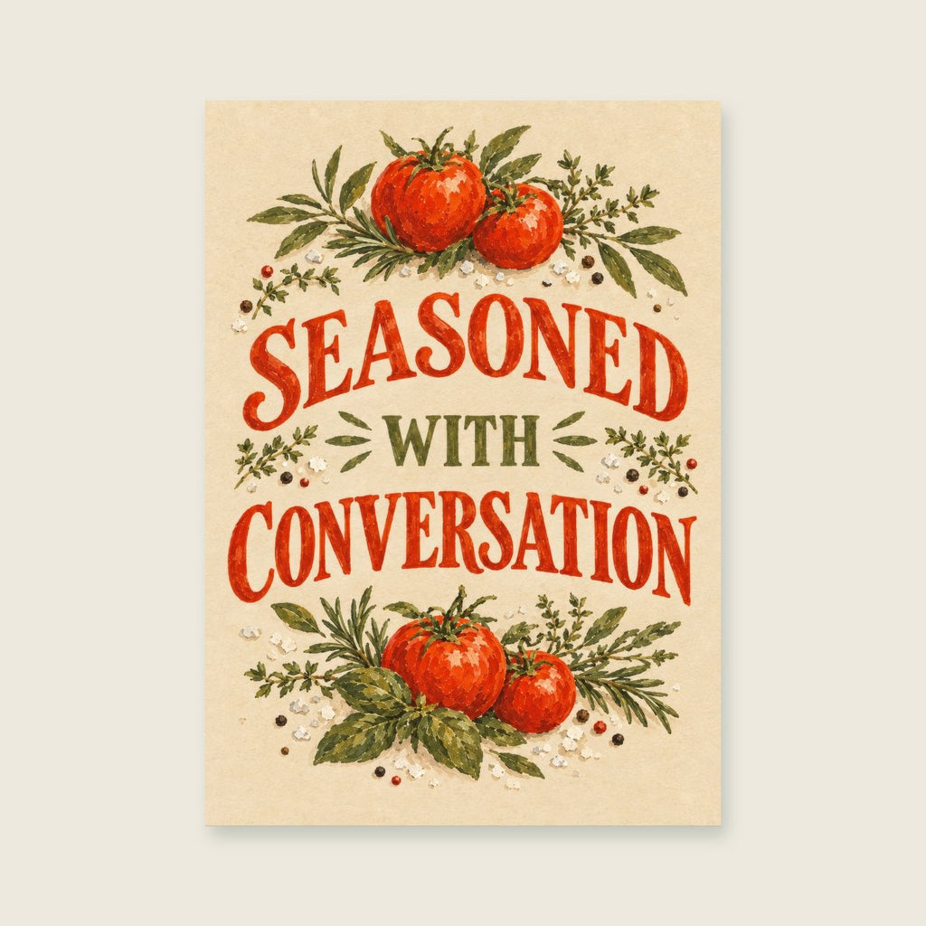 Seasoned with Conversation — Painterly gouache kitchen art print