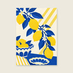 Lemon Branch at Noon — Crisp cut-paper citrus kitchen art print