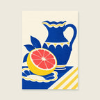 Grapefruit and Jug — Crisp cut-paper citrus kitchen art print