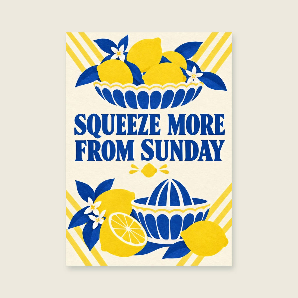 Squeeze More from Sunday — Crisp cut-paper citrus kitchen art print