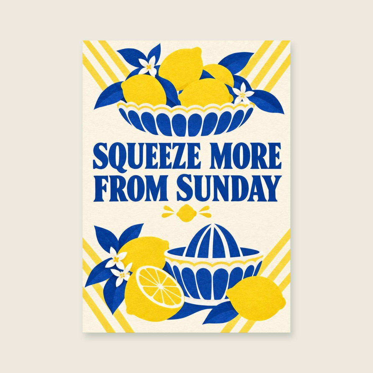Squeeze More from Sunday — Crisp cut-paper citrus kitchen art print