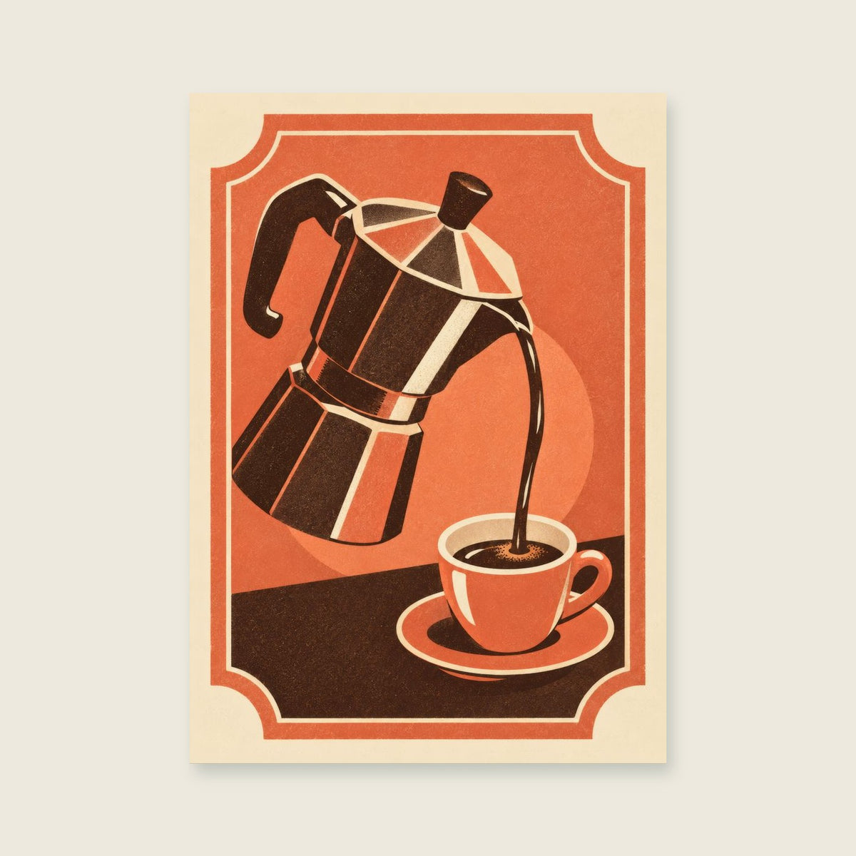 The First Pour — Retro cafe screenprint kitchen art print