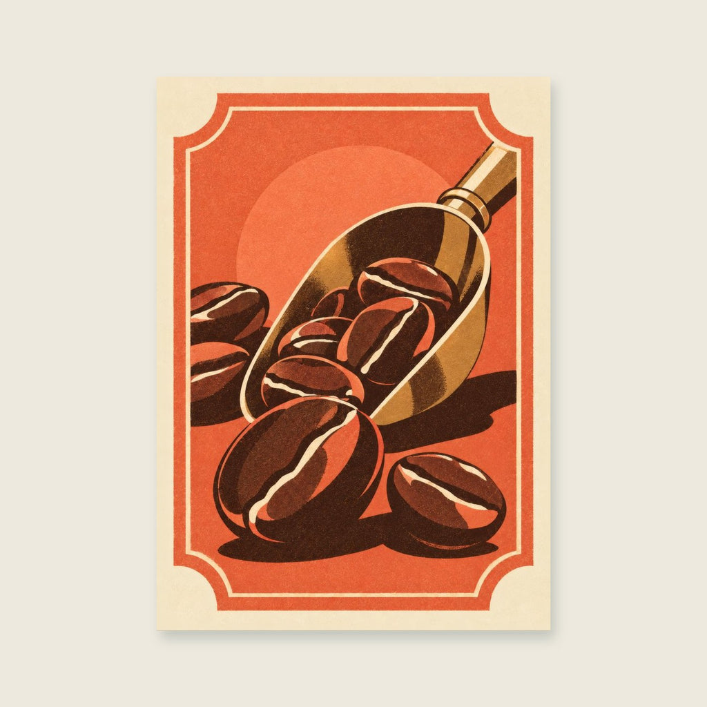 Beans and Spoon — Retro cafe screenprint kitchen art print