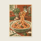 Twirl at the Table — Modern woodcut kitchen art print