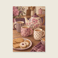 The Teapot Gathering — Soft gouache kitchen art print