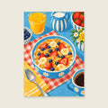 Breakfast at the Blue Table — Bold flat illustration kitchen art print
