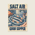 Salt Air Good Supper — Linocut-inspired illustration kitchen art print