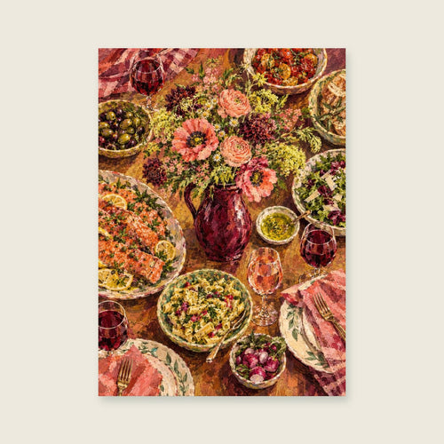 A Table for Six — Expressive painterly still life kitchen art print