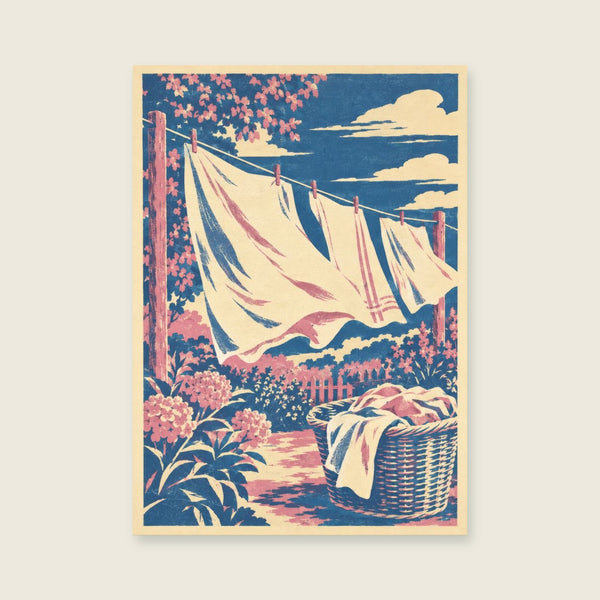 Fresh linen billowing on an imaginary garden line Art Print
