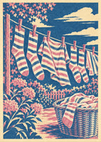 Striped socks and clothes pegs in a rhythmic pattern — artwork detail