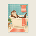 Otter Taking Five — Playful otter bathhouse bathroom art print