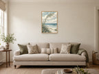 Reed by the Shore — A2 artwork shown in a room with a natural wood frame; select a framed finish to include a frame