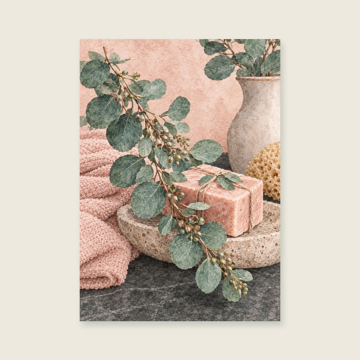 Lavender and the Soap Dish — Delicate botanical wash bathroom art print