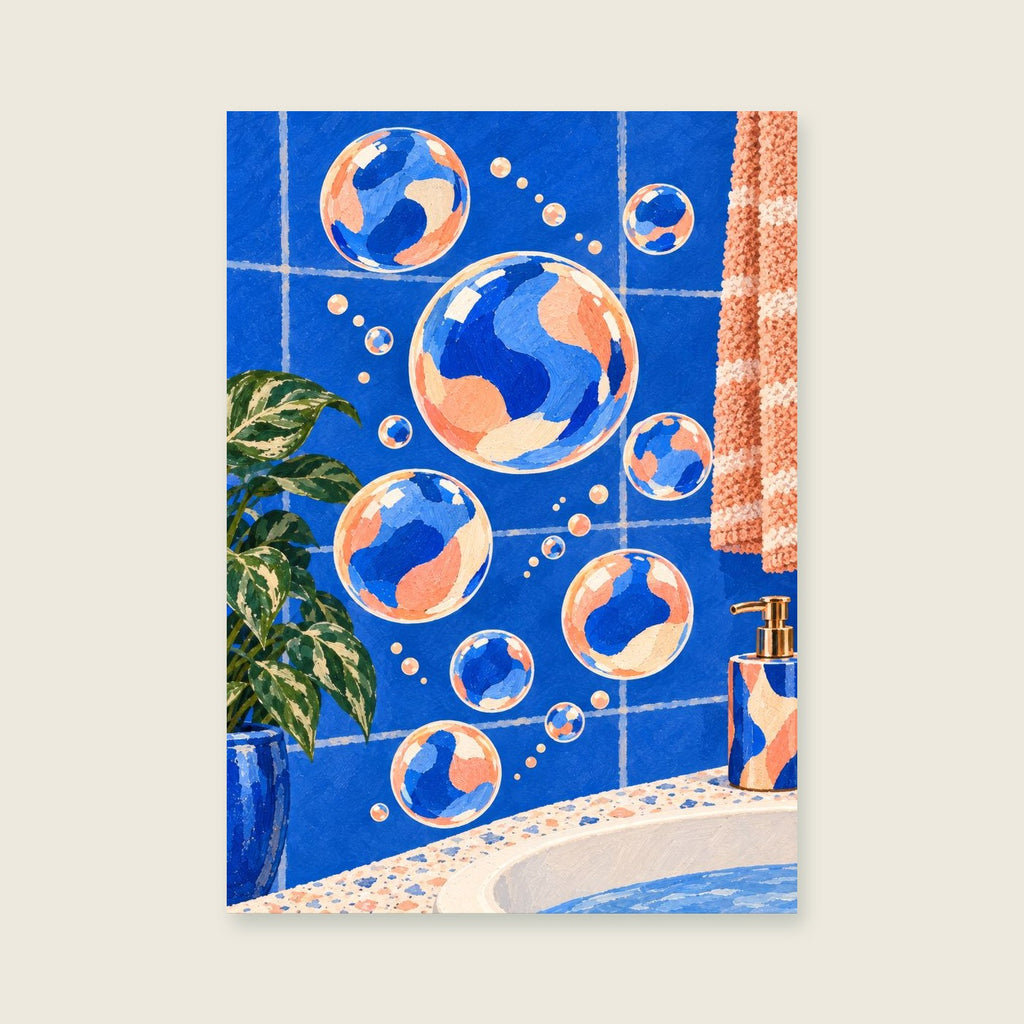 Soap Bubble Constellation — Bold graphic illustration bathroom art print