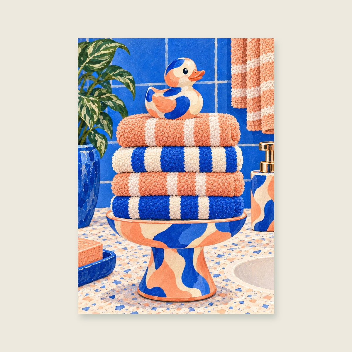 The Very Important Rubber Duck — Bold graphic illustration bathroom art print