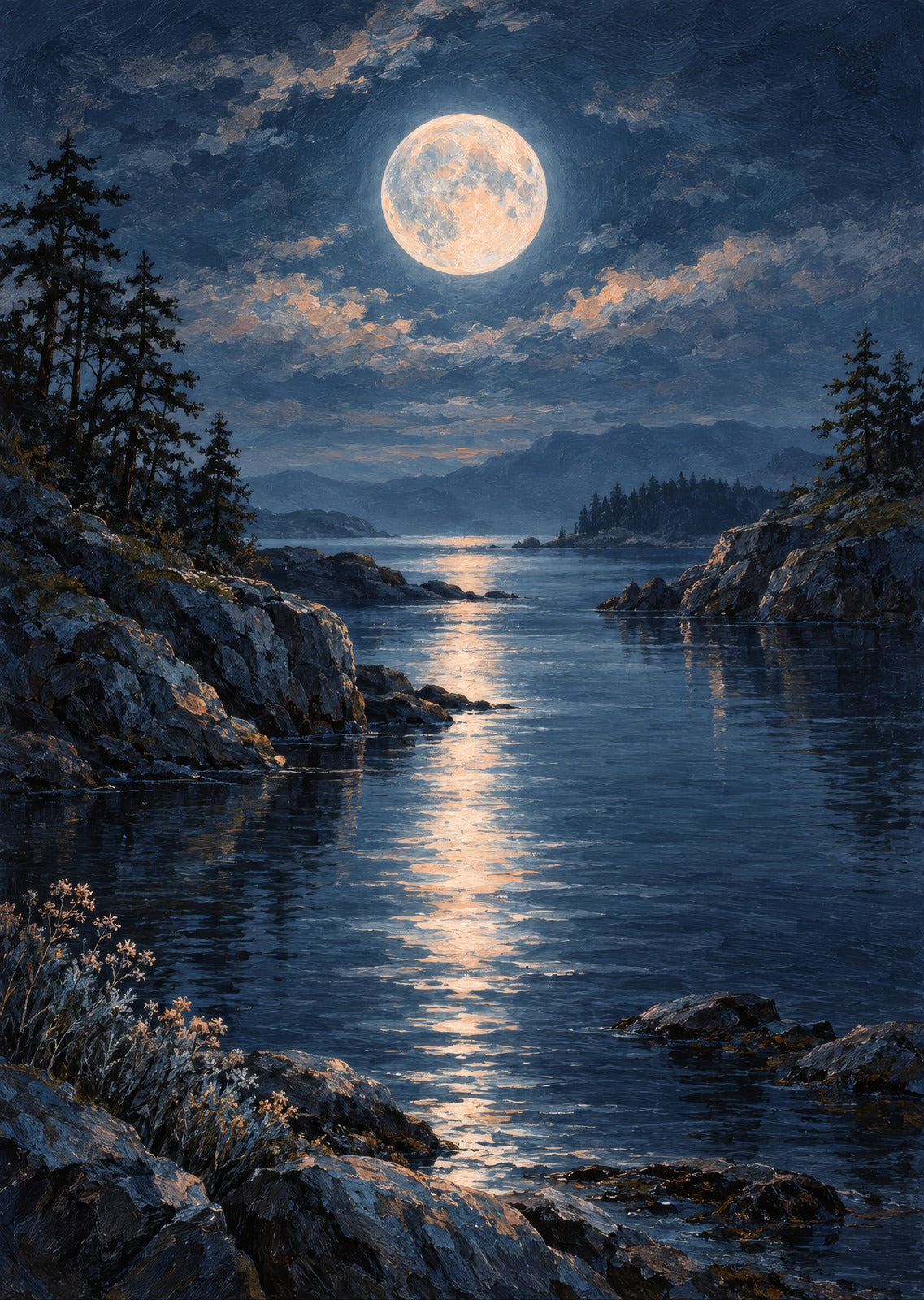 Moon over Still Water — artwork detail