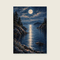 Moonlit Water — Painterly nocturne bathroom art print