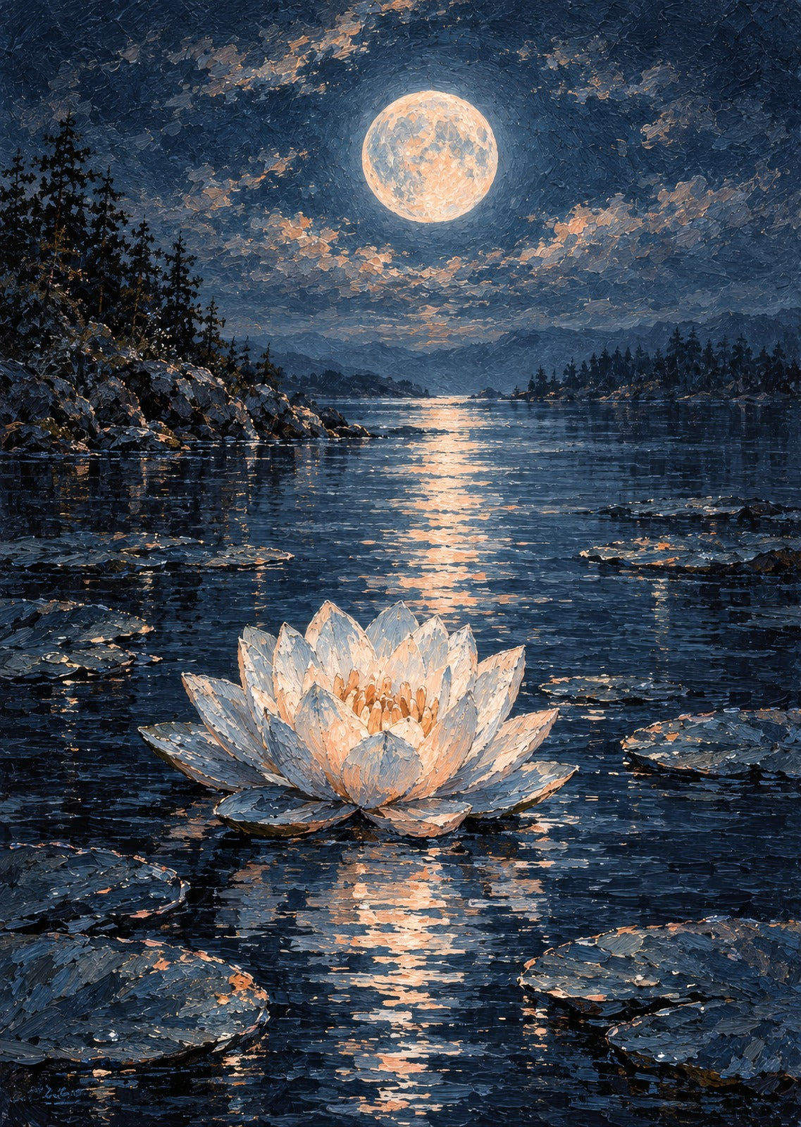 Water Lily After Dark — artwork detail