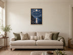 Let the Evening Settle — A2 artwork shown in a room with a natural wood frame; select a framed finish to include a frame