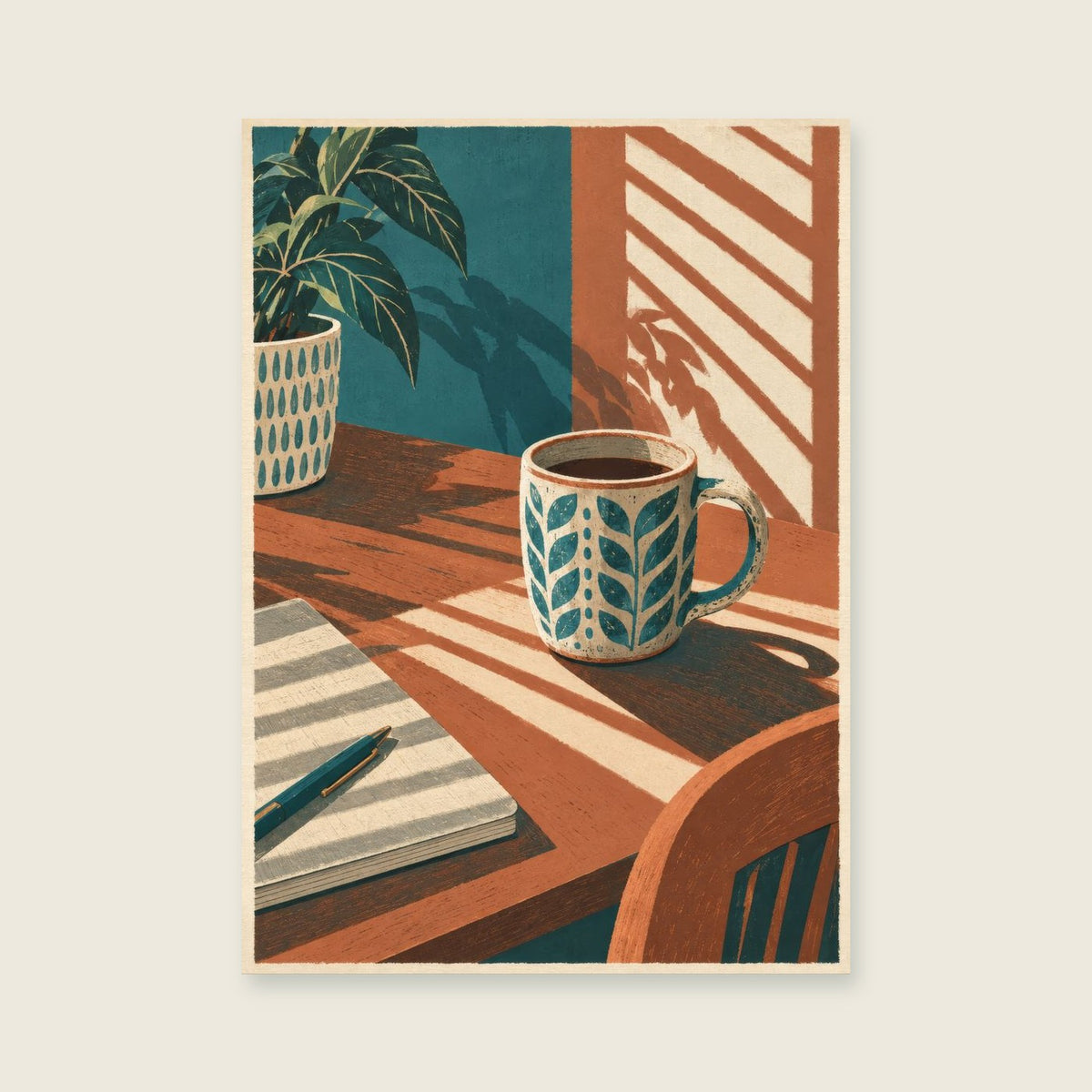 Window Beside the Desk — Graphic studio still life home office art print