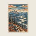 Valley Before Sunrise — Modern landscape woodcut home office art print