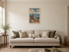 The Summit Marker — A2 artwork shown in a room with a natural wood frame; select a framed finish to include a frame