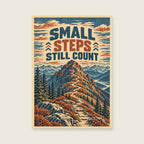 Small Steps Still Count — Modern landscape woodcut home office art print