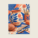 Clay on the Workbench — Energetic mixed-media illustration home office art print