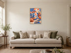 Clay on the Workbench — A2 artwork shown in a room with a natural wood frame; select a framed finish to include a frame