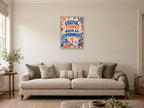 Useful Things Begin as Experiments — A2 artwork shown in a room with a natural wood frame; select a framed finish to include a frame