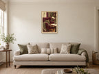 Chair with an Open Book — A2 artwork shown in a room with a natural wood frame; select a framed finish to include a frame