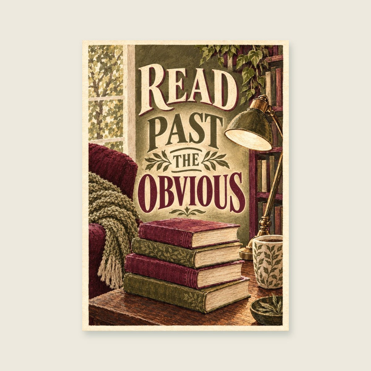 Read Past the Obvious — Editorial ink and gouache home office art print