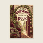 A Good Question Opens a Door — Editorial ink and gouache home office art print