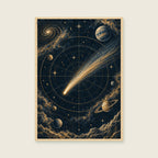 Comet Across the Grid — Scientific-inspired graphic art home office art print
