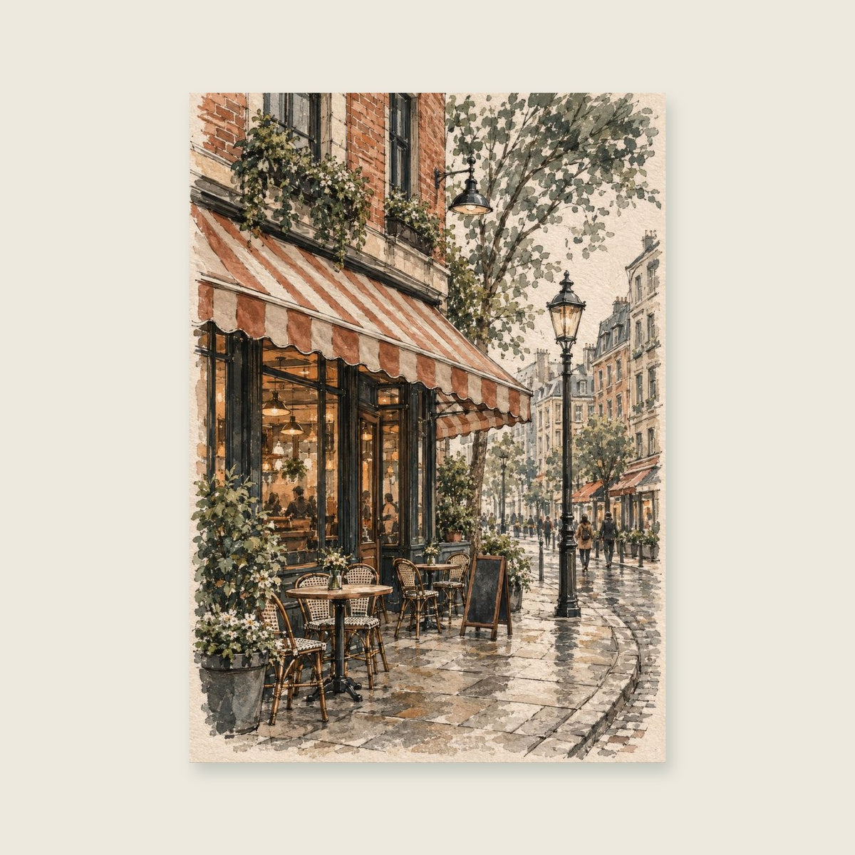The Imaginary Corner Cafe — Loose architectural ink home office art print