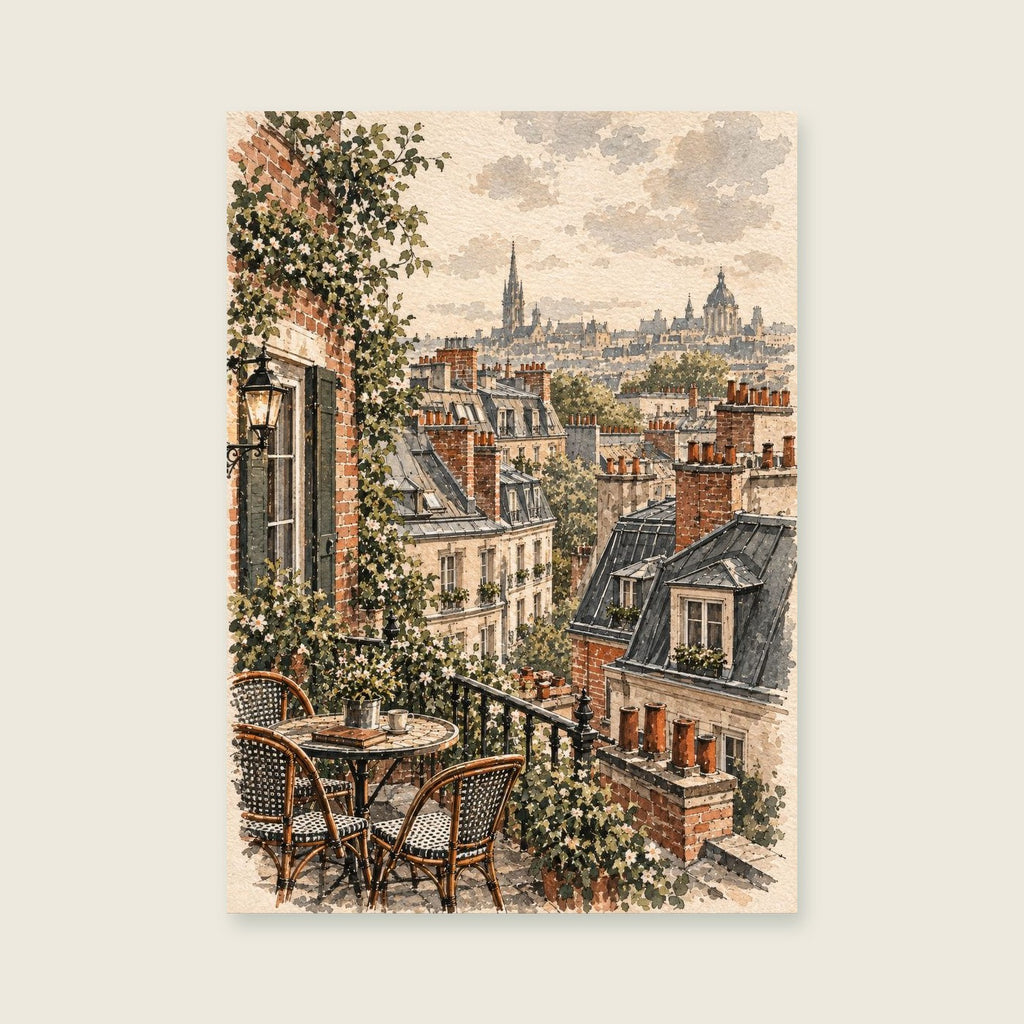 The Rooftop Sketch — Loose architectural ink home office art print