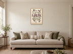Let the Room Grow Around You — A2 artwork shown in a room with a natural wood frame; select a framed finish to include a frame