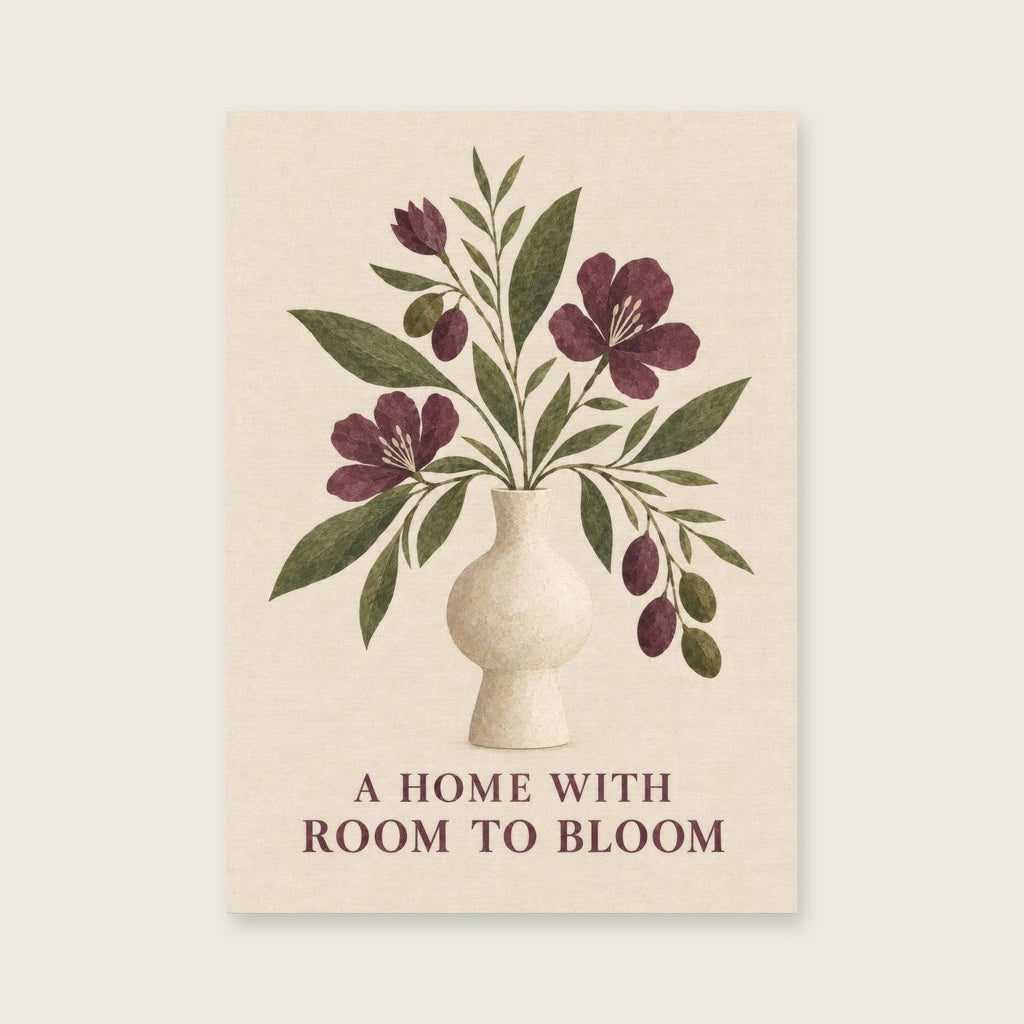 A Home with Room to Bloom — Sculptural botanical collage living room art print