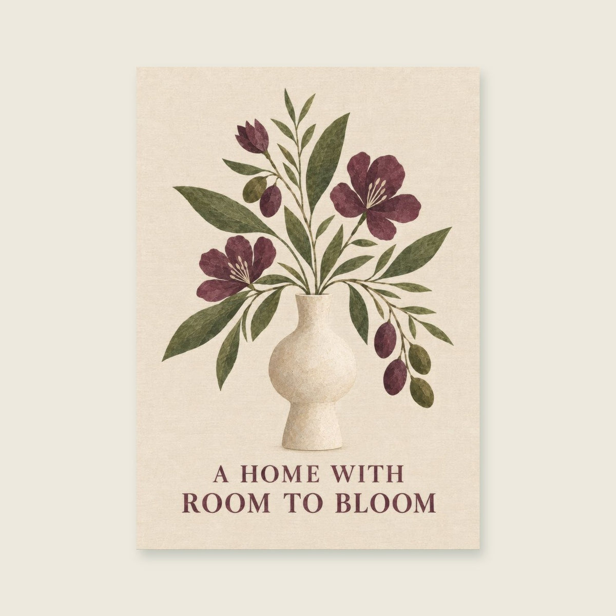 A Home with Room to Bloom — Sculptural botanical collage living room art print