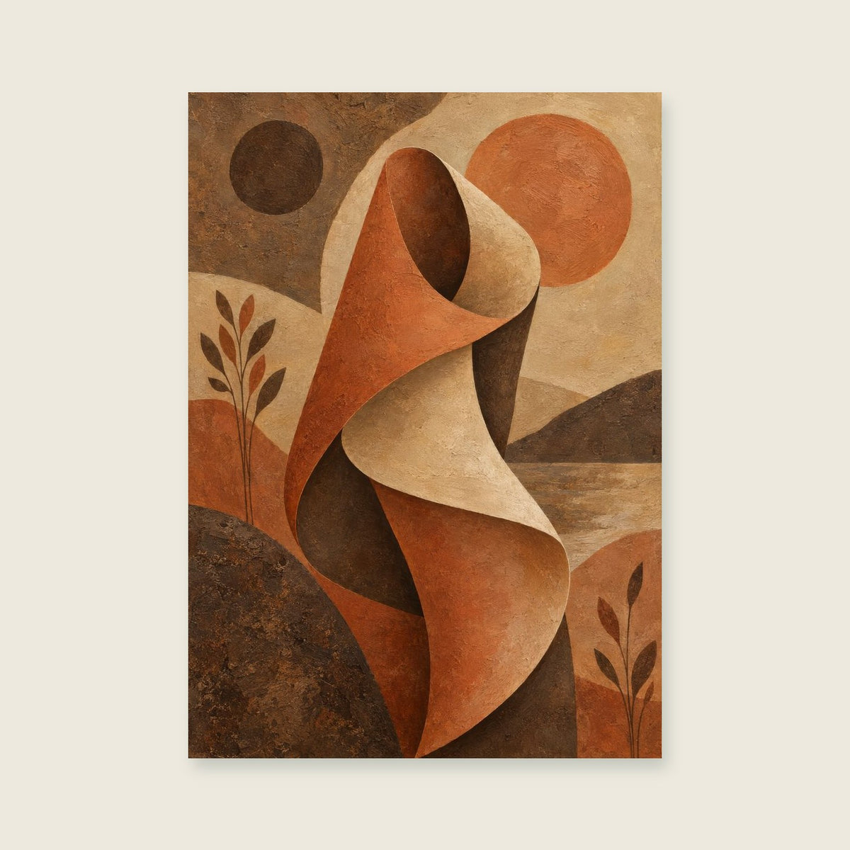 Ochre Fold — Textured abstract painting living room art print
