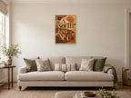 A Softer Kind of Space — A2 artwork shown in a room with a natural wood frame; select a framed finish to include a frame