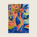The Dancing Vase — Expressive modern collage living room art print