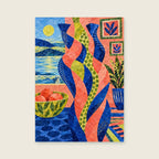 Interlocking Colour Forms — Expressive modern collage living room art print