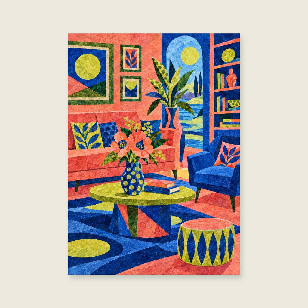 The Painted Room Within — Expressive modern collage living room art print