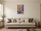 The Painted Room Within — A2 artwork shown in a room with a natural wood frame; select a framed finish to include a frame